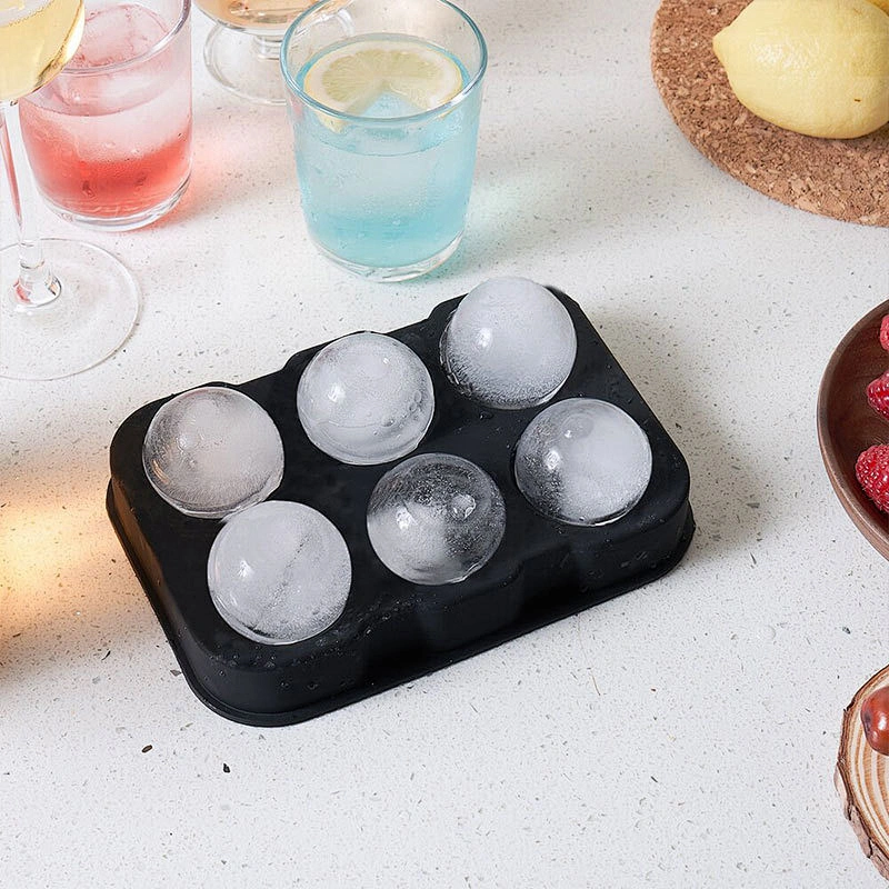 Hot Sale 6 Cavity Silicone Ice Cube Tray Mold DIY Big Sphere Round Ice Ball Maker Big Giant Size Ice Cube Tray
